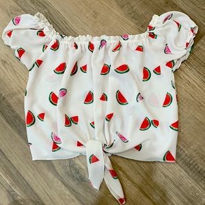 Watermelon Cropped Tie Top